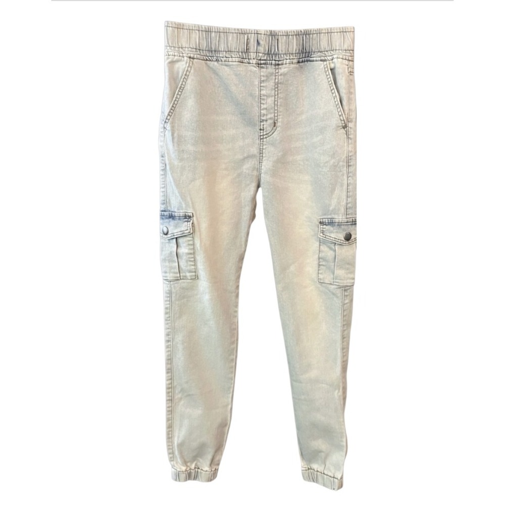 V.I.P. VIP JEANS Light Bleached Wash JEGGINGS CARGO POCKETS Skinny Ankle SZ 7/8
